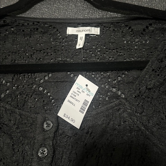 NWT Maurices Black Lace Long Sleeve Top size small - Picture 6 of 8